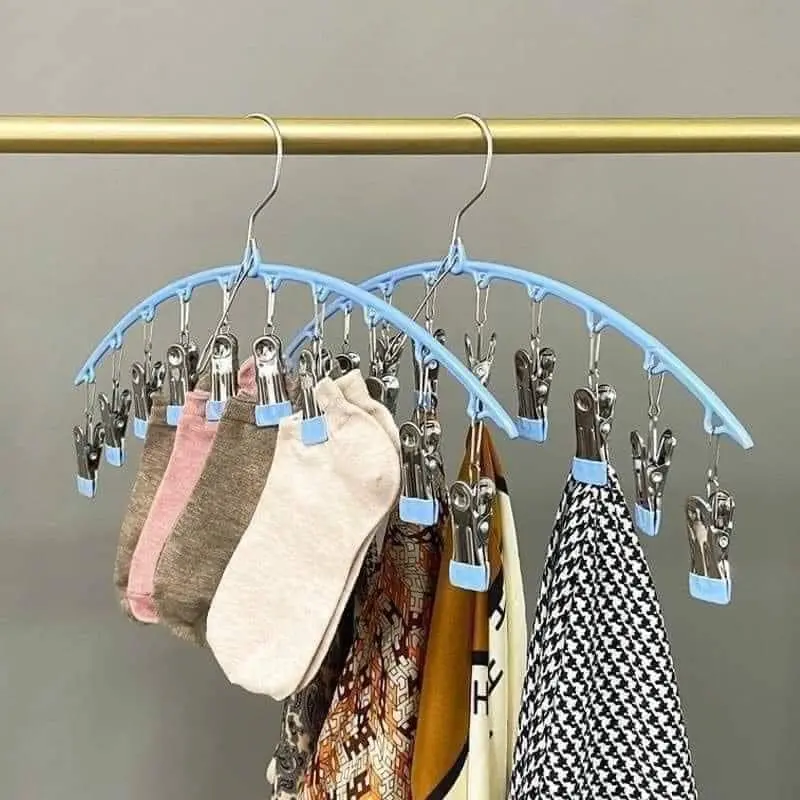 Combo 3 chiếc Móc vòm treo đồ lót, móc kẹp treo quần áo 10 kẹp phơi đồ đa năng, gấp gọn, siêu tiện dụng 7