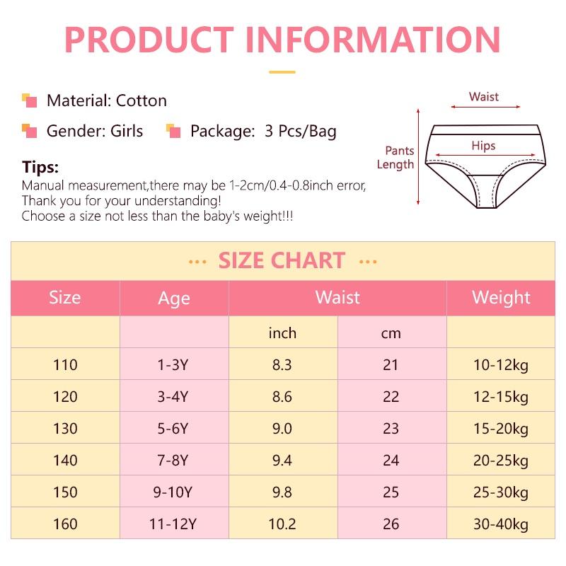 Product Introduction of 3-Pack Girl’s Soft Cotton Underwear 1-12 Y Panties Underpants Briefs Comfort Breathable Sweet Floral 6
