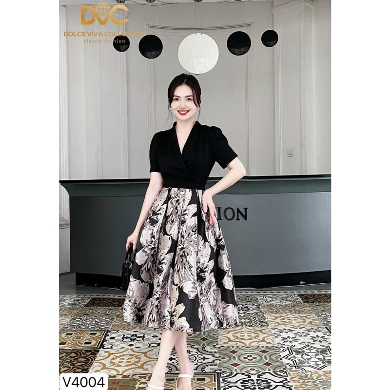 Váy Thiết Kế Cao Cấp Phối Tùng Xòe Tiểu Thư, Sang Trọng V4004 - Thương Hiệu DVC 2