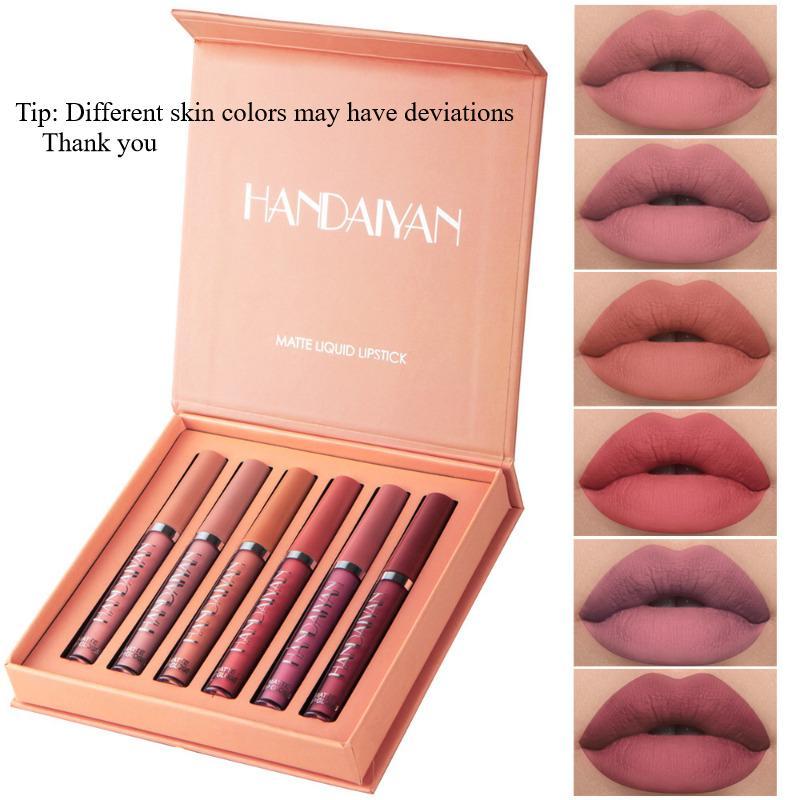 Long Lasting Matte Liquid Makeup Lipstick Set, 6 Counts/set Smudge Proof Non Sticky Lip Care Lip Gloss Set, Satin Texture Plumping Glossy Lip Glaze, Christmas, Christmas Gift 8