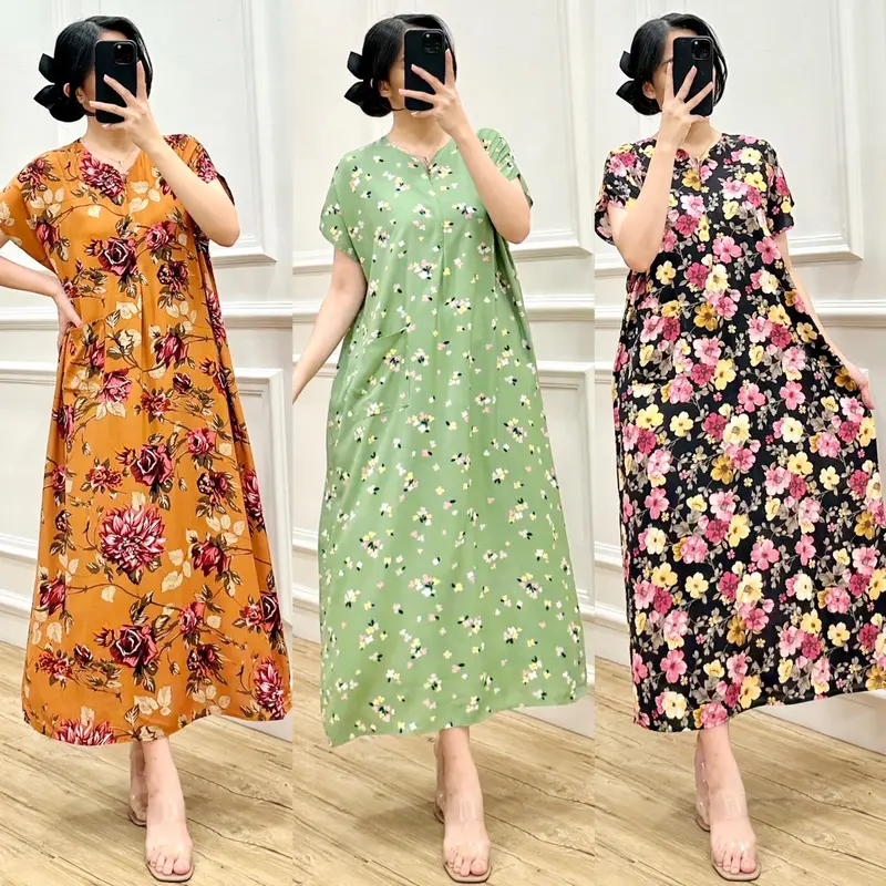 Amariel Asheey Dress Daster Midi Lembut Bumil Busui Friendly - Daster Tidur Wanita Panjang Katun Rayon Viscose Motif 1