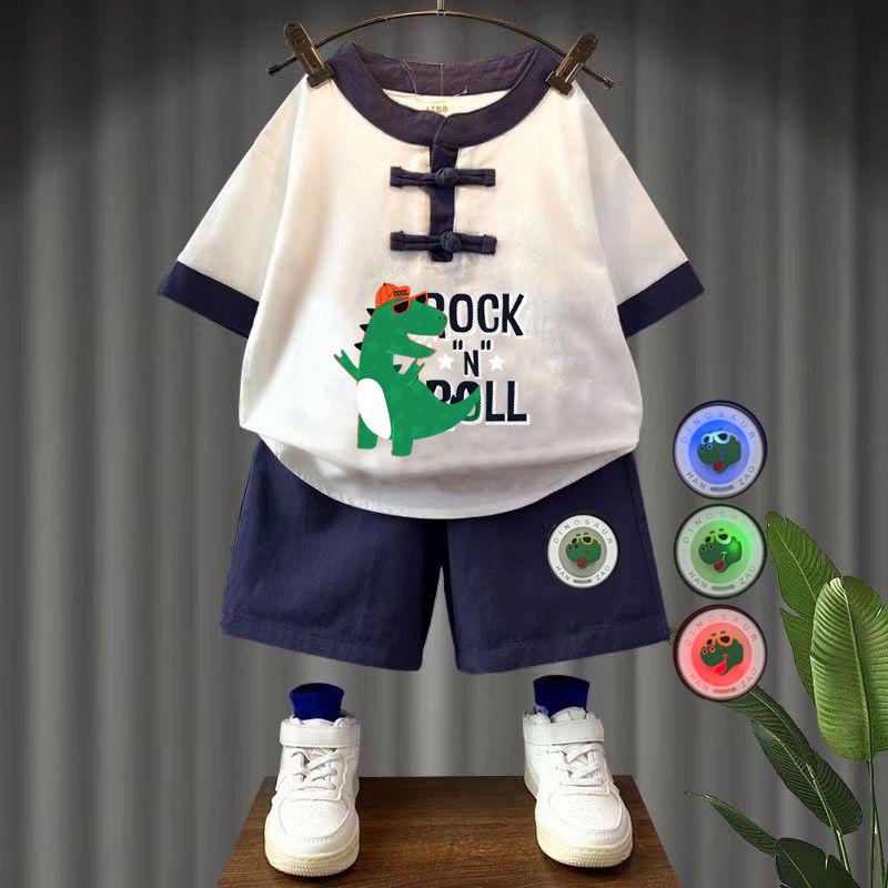 Product Introduction of Boy Han Chinese Clothing Suits Baby Luminous Two-Piece Pants Red CNY New Year Clothes Chinese Style Tang Suit 18