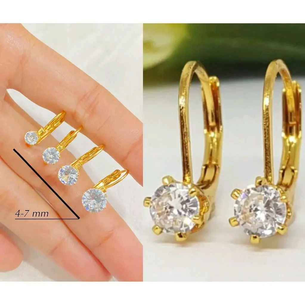 Anting Wanita Titanium Anting Desi Permata Anti karat Tidak Alergi Elegan Earrings