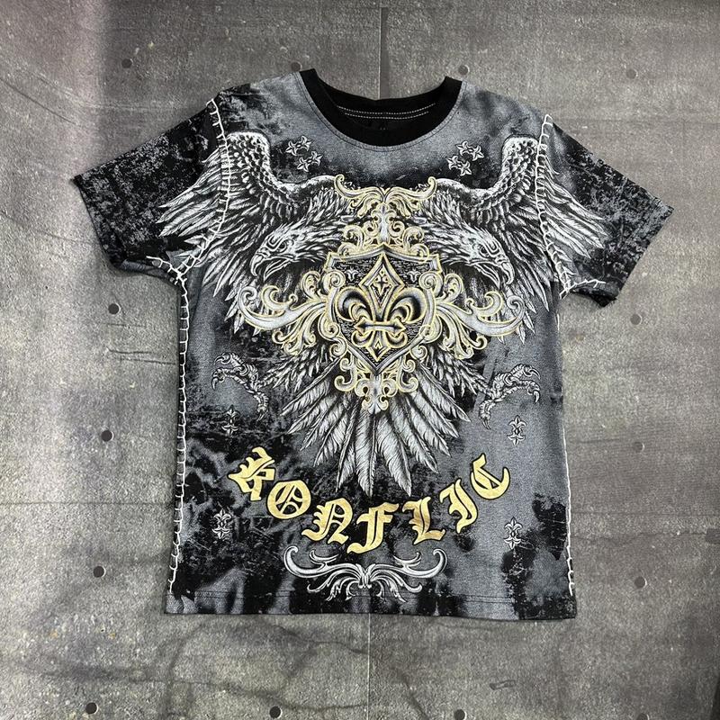 Áo thun hoa văn chỉ nổi đại bàng 4 màu