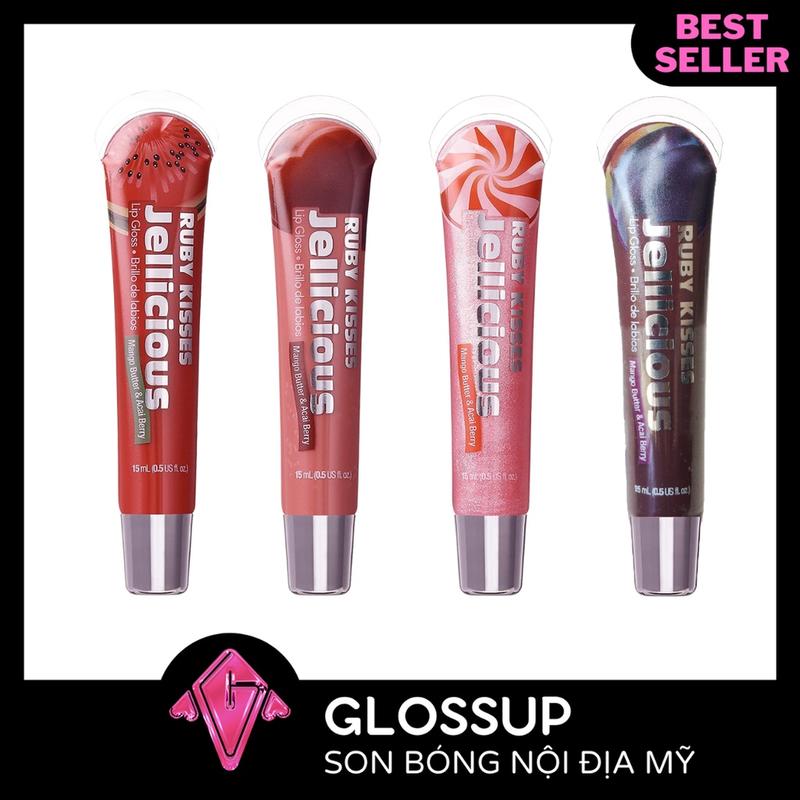Son bóng có màu siêu đậm dưỡng ẩm môi căng mọng Jellicious RUBY KISS dạng tuýp 15ml Cosmetic Mỹ Phẩm Son Môi Son Bóng