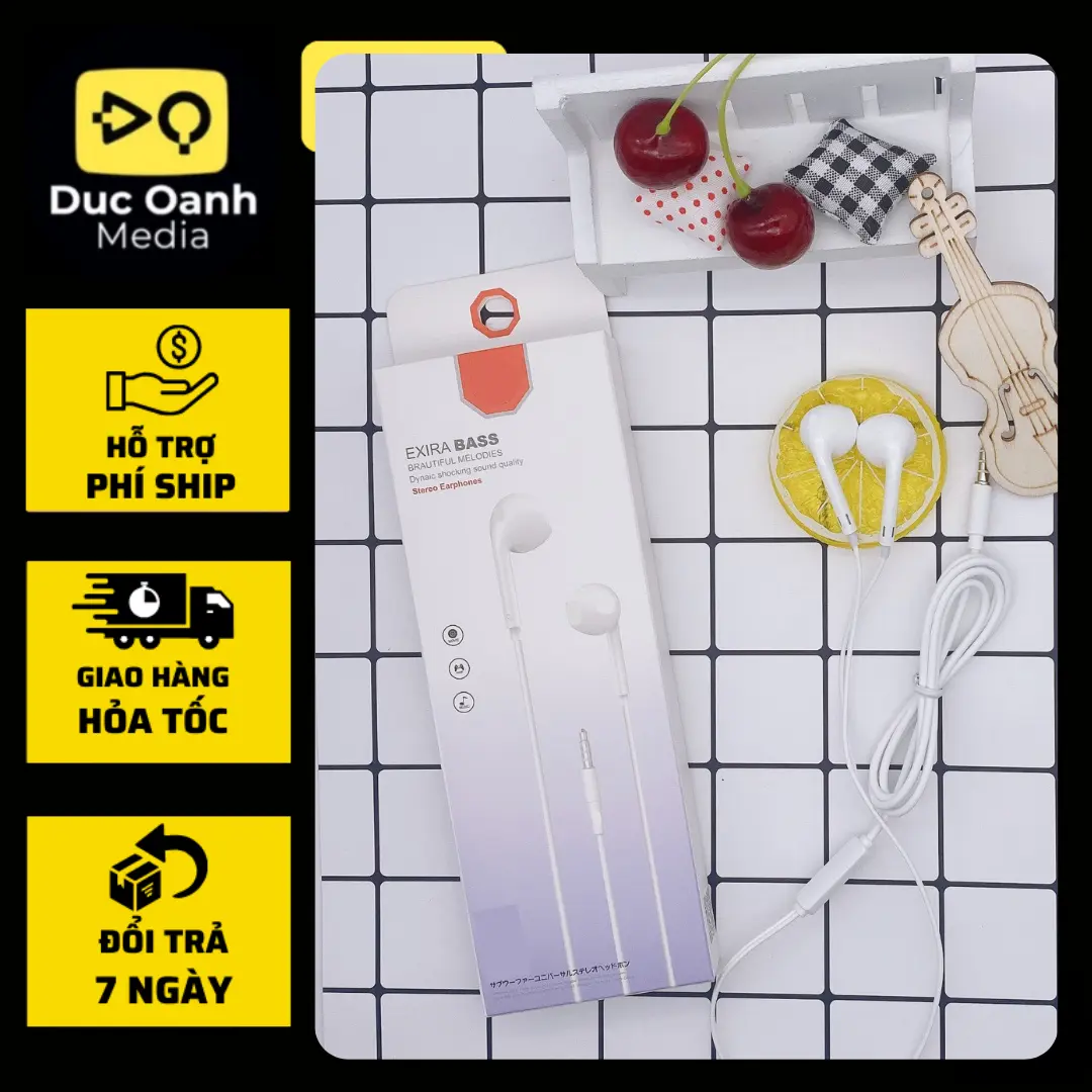 Tai phone nghe P01 có dây nhét tai mic đàm thoại jack 3.5 mm