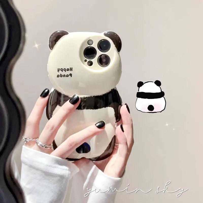 Ốp Điện Thoại Hình Gấu Và Gấu Trúc Dễ Thương Thiết Kế 3D Tương Thích Với iPhone 15 13 16 11 12 14 Pro Max 16 15 14 PLUS 13 14 PROMAX 16PRO 15PRO Chống Sốc Có Bảo Vệ Màn Hình Phụ Kiện
