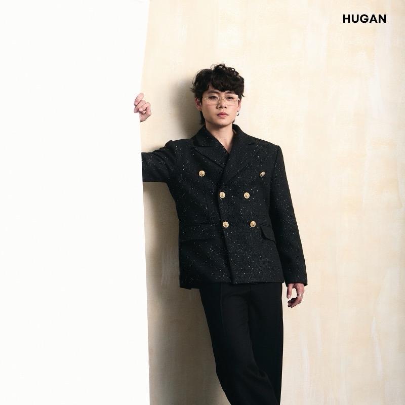 [ BÁN CHẠY] Áo Blazer thiết kế nam chất liệu dạ tweed ánh sa đính 6 cúc hơn kim HUGAN STORE HG12