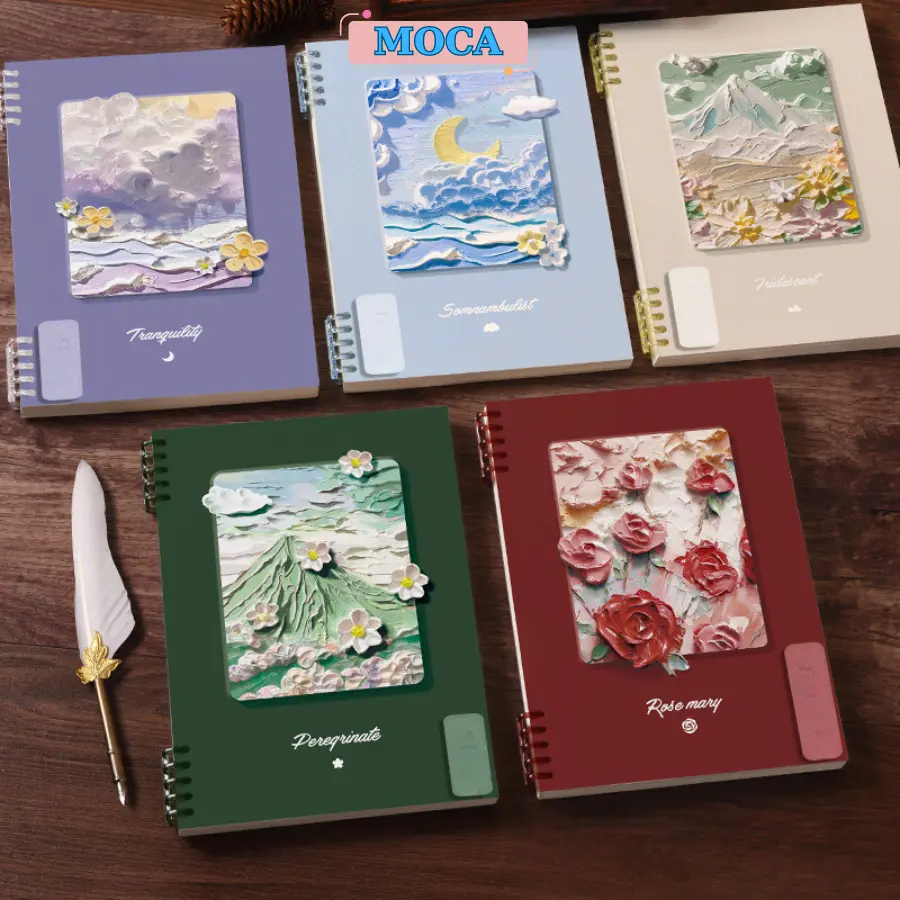 Sổ vở còng thay được giấy A5 B5 -120 trang kẻ ngang caro MOCA làm planner, tập vở học sinh, sổ ghi chép, sổ tay