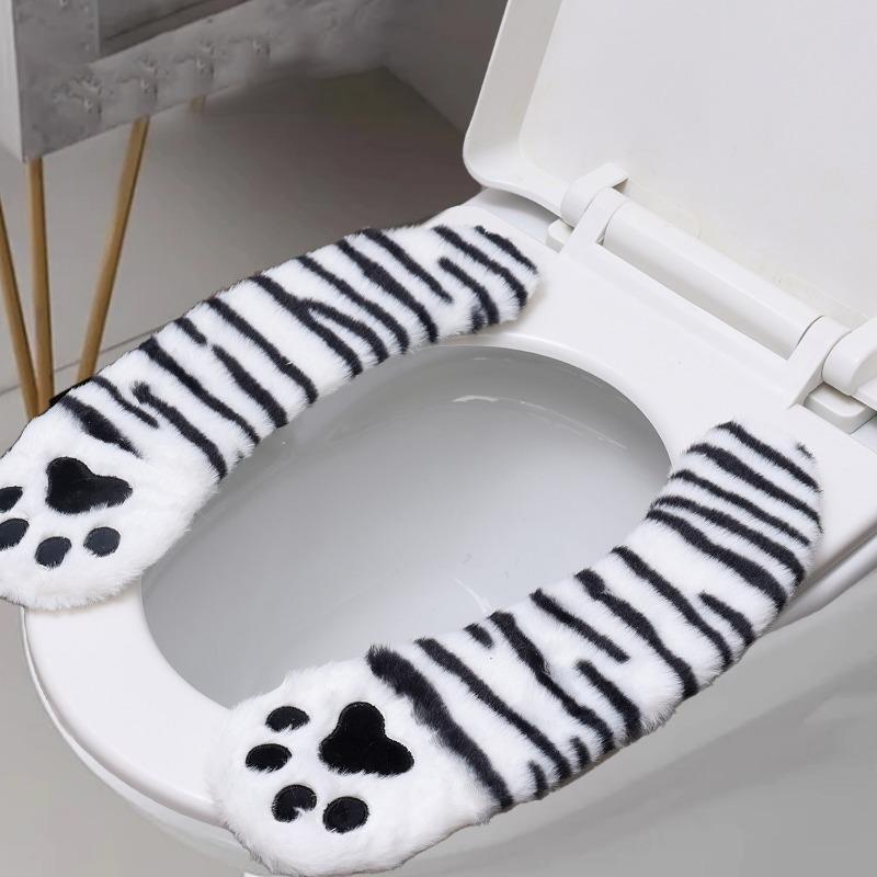 Product Introduction of Cute Multicolor Cat Paw Plush Toilet Seat Padded Universal Self-adhesice Toilet Seat Gasket Household Bathroom Toilet Cushion 16