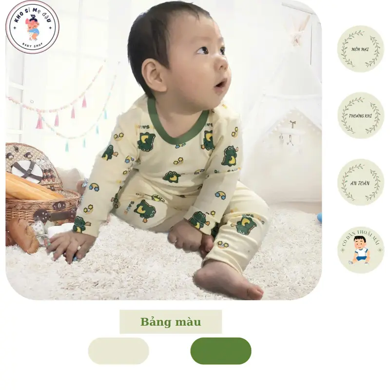6-20kg Bộ quần áo thu đông in hình KHỦNG LONG,SIÊU NHÂN cho be trai,chất vải cotton,mềm mịn thấm hút,thoáng khí tốt. 3