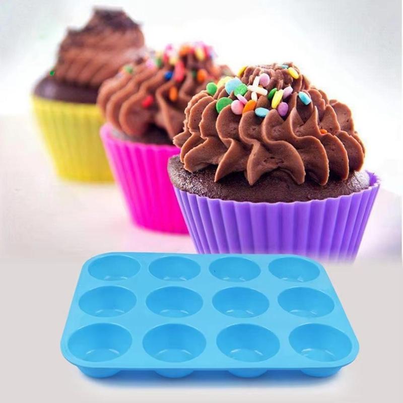 12-hole Silicone Baking Mold, 1 Count Non-stick Heat Resistant Baking Mould, Baking Tool for Cake, Muffin, Cupcake, Kitchen Supplies 8