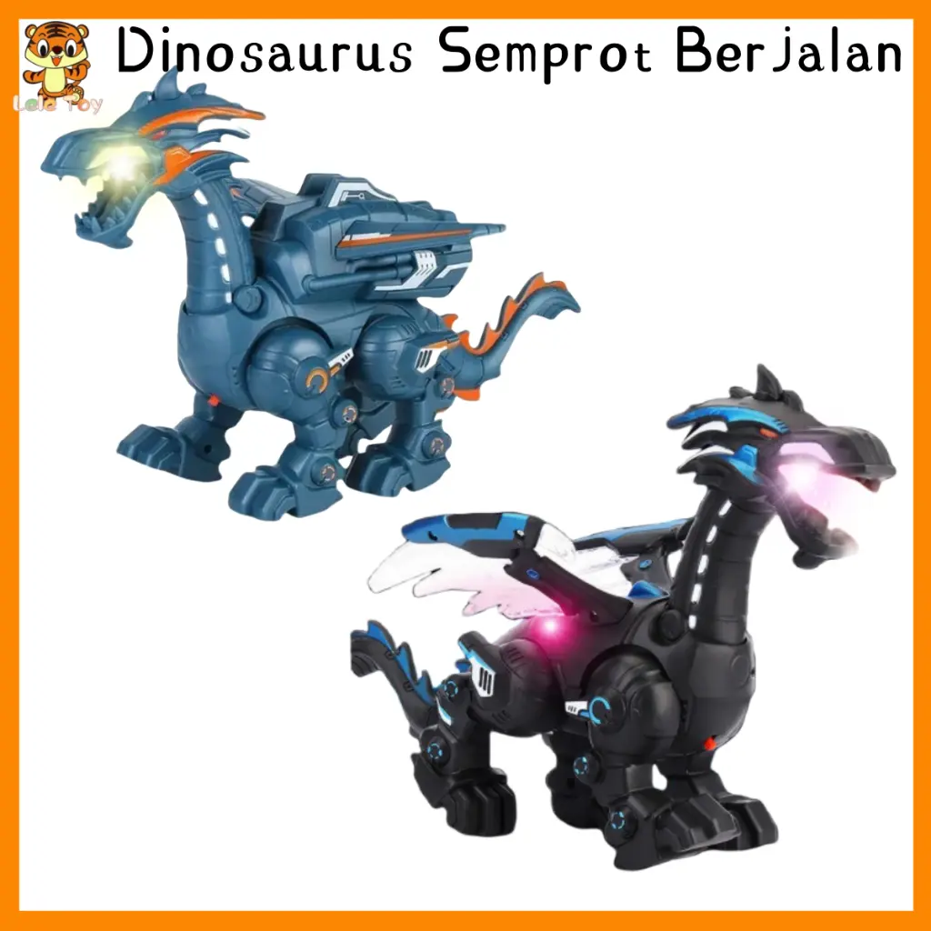 Lele Toys Mainan Naga Tampan Baru/Dinosaurus Mainan Listrik/Dinosaurus Otomatis/Spray Dragon Mengeluarkan Asap/dinosaurus Asap / Mainan Dragon/spray Robot / Mainan Dinosaurus