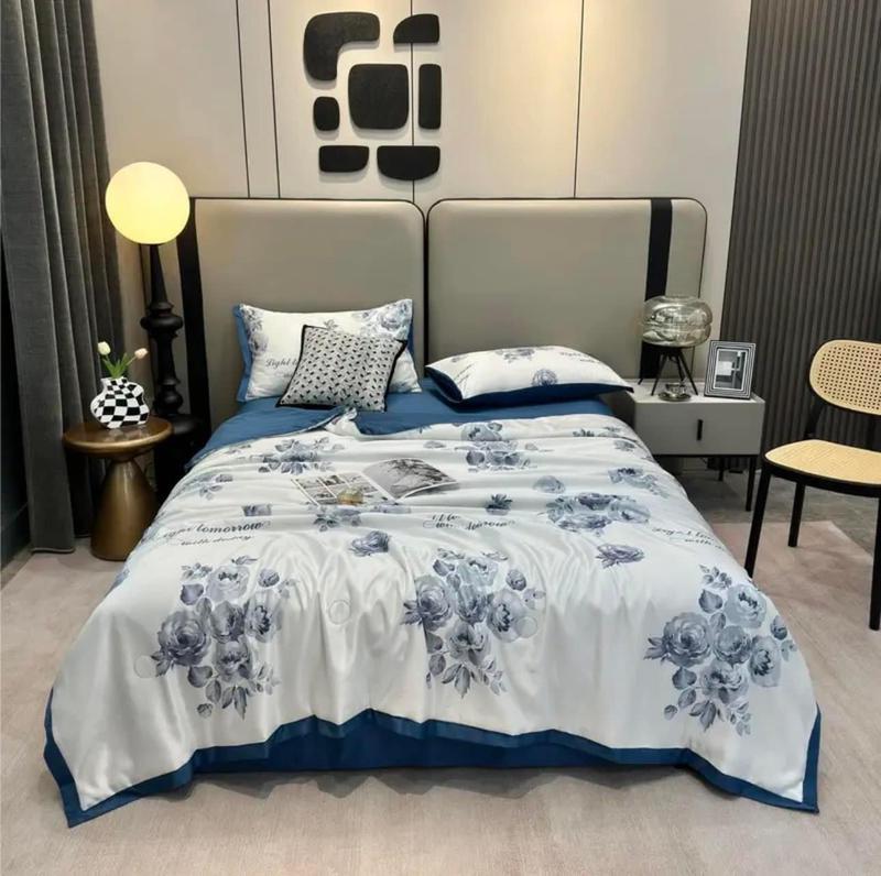 Bộ chăn ga gối lụa thái nhập khẩu cao cấp, chất liệu lụa thái mềm mịn, thoáng mát, chăn đã có ruột sẵn hàng Mềm 7