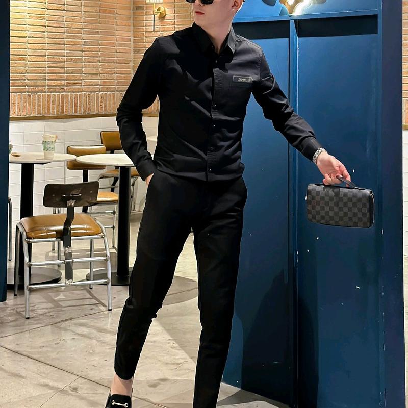 Áo Sơ Mi Nam Kaki Phối Túi Ngực Dài Tay Menswear Có Túi mã 63365 sominam dep đi làm văn phòng thường Shirt