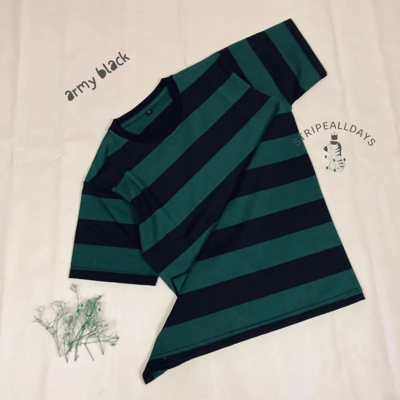 little stripealldays - Kaos Stripe Dewasa BIG V1 Series Lengan Pendek / atasan baju pakaian laki laki2 cowok cewek perempuan unisex strip setrip striped salur garis belang blaster couple / M L XL  / BB 35 kg sampai 85 kg / katun cotton cvc 4