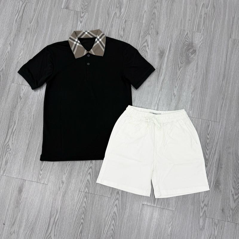 Bộ Áo Polo Nam Cổ Nâu Sọc PL34 Phối Quần Short Kaki