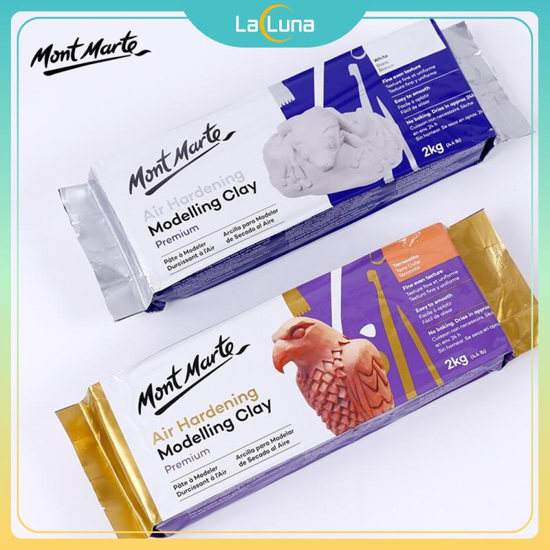 Đất sét tự khô Mont Marte Lalunavn Premium Air Hardening Modelling Trắng và Nâu Làm Thủ Công 0.5-2kg - B83 Đồ Chơi