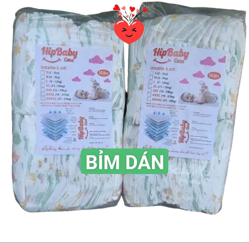 Com bo 100 miếng bỉm/ tã Dán Hipbaby -care cho bé mát tả  quần bỉm  gin zimomo  trắng băng  quần bỉm tả  vải Cho Bé