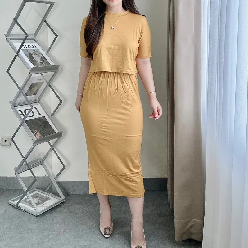 Yoonah Set | One Set Skirt | Setelan Wanita Rok Belah Samping | Maimon Grosir Baju Fit 3