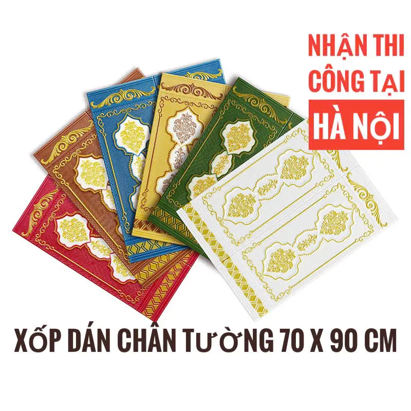 xốp dán chân tường kích thước 90x70 cm, mặt sau có sẵn keo