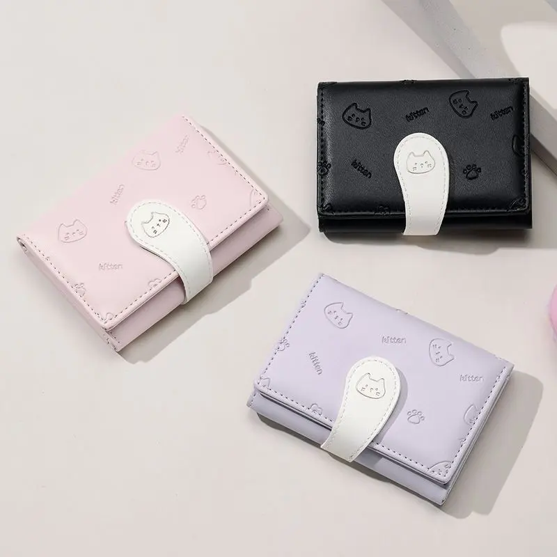 Ví Hello Kitty, Thiết Kế Mèo KT Dễ Thương, Có Thể Gập Lại, ví đựng tiền Xu Ngắn, Phong Cách Hàn Quốc, Thích Hợp Cho Học Sinh, Cỡ Nhỏ, Thời Trang Hoạt Hình, ví đựng tiền Xu, Ví 4