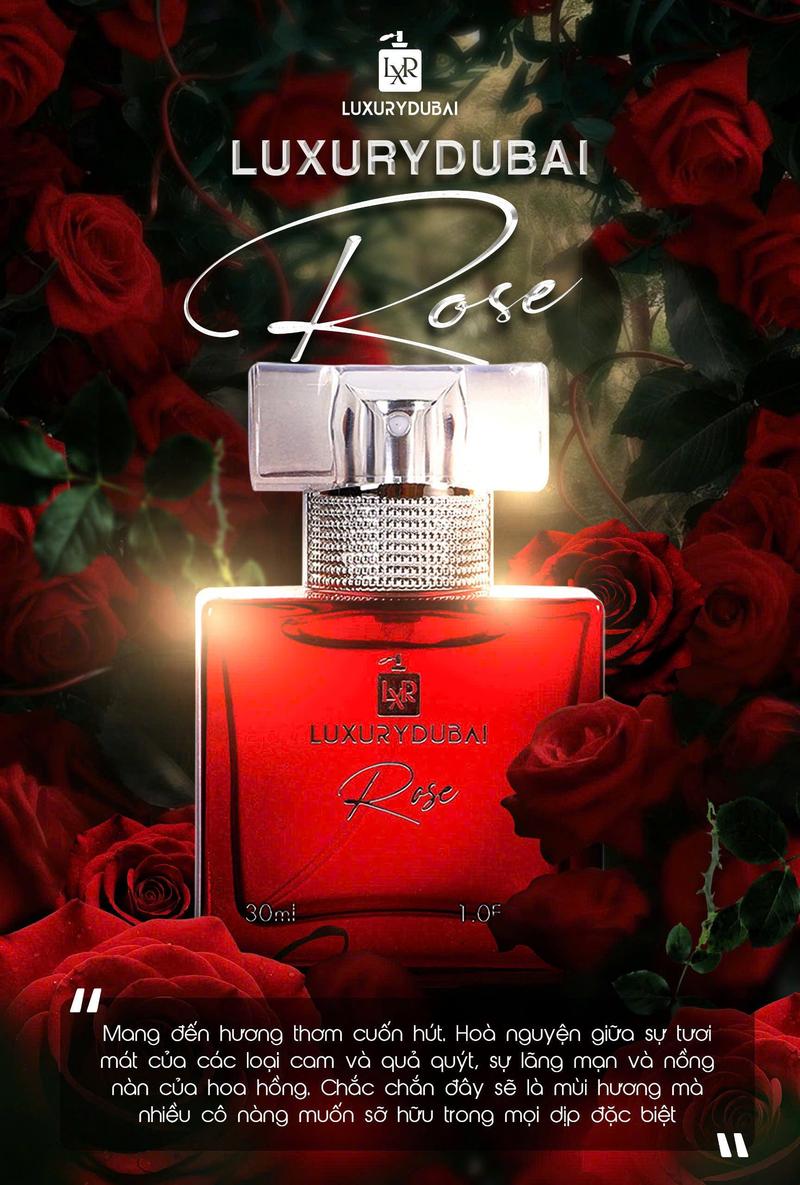 Product Introduction of LuxuryDubai Nước Hoa Luxury Rose 30ml – Mùi Hương Cuốn Hút, Tinh Tế, Hòa Quyện Cam Ngọt, Tiêu Hồng, Lá Nhài, Hoắc Hương, Gợi Cảm & Sang Trọng, Mang Đến Vẻ Đẹp Bí Ẩn, Quý Phái & Đẳng Cấp Nữ 0