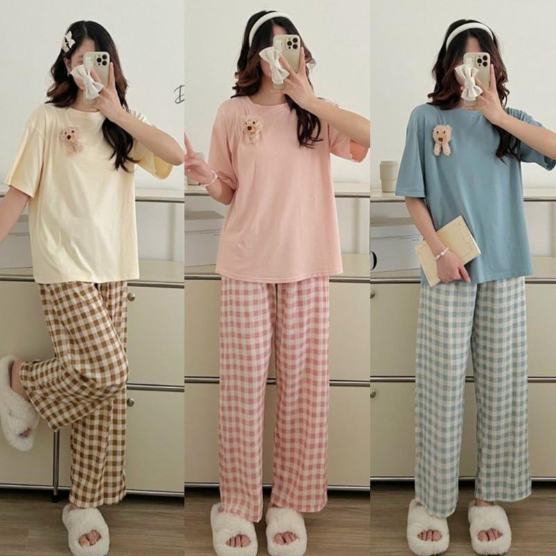 Quần ống rộng suông nữ Kẻ CARO cạp chun lưng cao dây rút màu hồng xanh Nâu - Quần ống rộng xuông mặc đi chơi thể thao ở nhà Ong Nhung Kaki Women