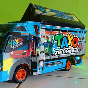 Truk Oleng Miniatur Tayo The Little Bus Bisa Kasih Nama dan Foto Anak Lampu Full Stiker Ukuran 30x10x15 cm Mainan Edukatif untuk Anak