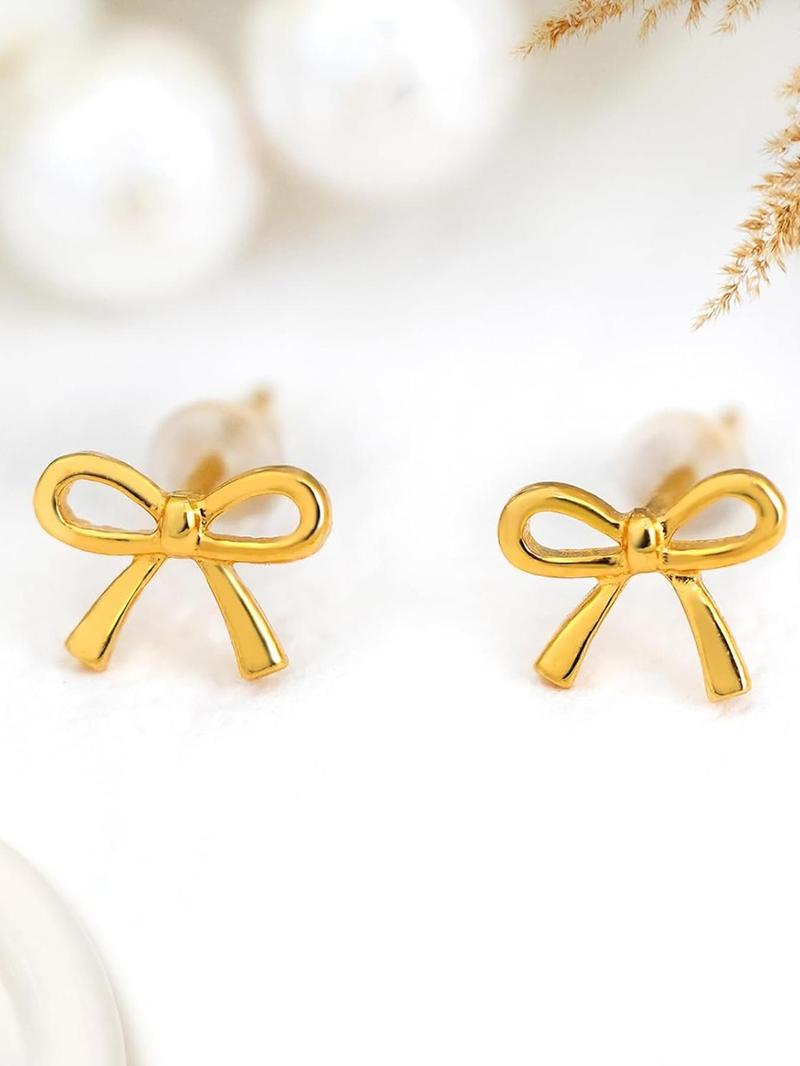 Product Introduction of Bow Design Stud Earrings, Cute Earrings for Women & Girls, Fashion Jewelry for Party, Daily Clothing Decor, Trendy All-match & Exquisite Jewelry for Birthday Gift 4