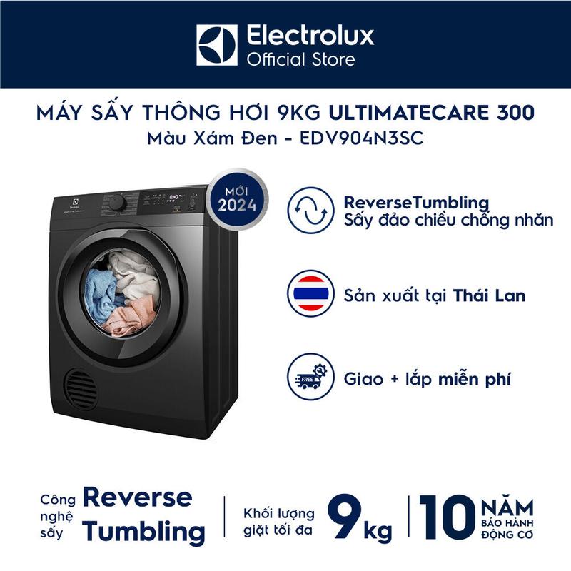 Máy Sấy Thông Hơi Electrolux 9kg UltimateCare 300 EDV904N3SC Làm Sạch - Giao Lắp 0Đ