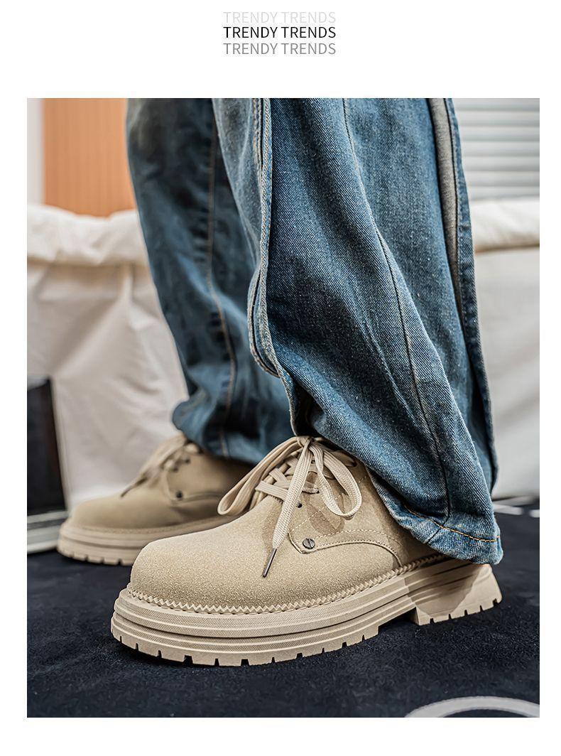 Product Introduction of Men's Shoes 2025 New Spring British Style Retro Low-top Work Boots Yellow Boots Men's Outdoor Sports Martin Boots Slipper 34