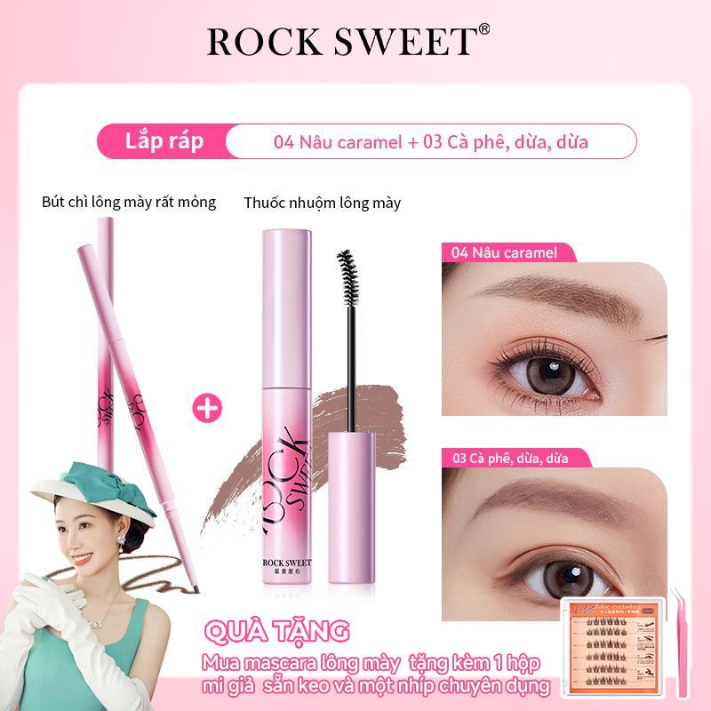  ROCKSWEET Bộ bút đánh dấu và bút kẻ chân mày Bút chì màu bán chạy nhất # 03 Hồng nâu Không thấm nước và không thấm mồ hôi Trông chân mày tự nhiên lấy cảm hứng từ Hàn Quốc 