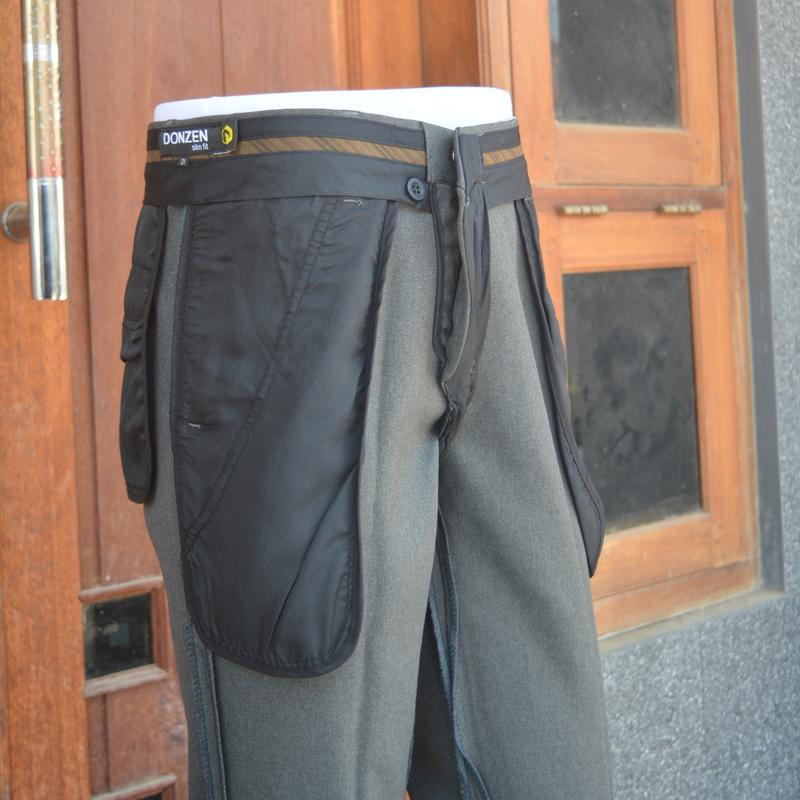Celana Formal Pria Slim Fit Premium Quality DONZEN Model Elegan - Hitam Abu Tua Abu Muda Kantong Nyaman 8