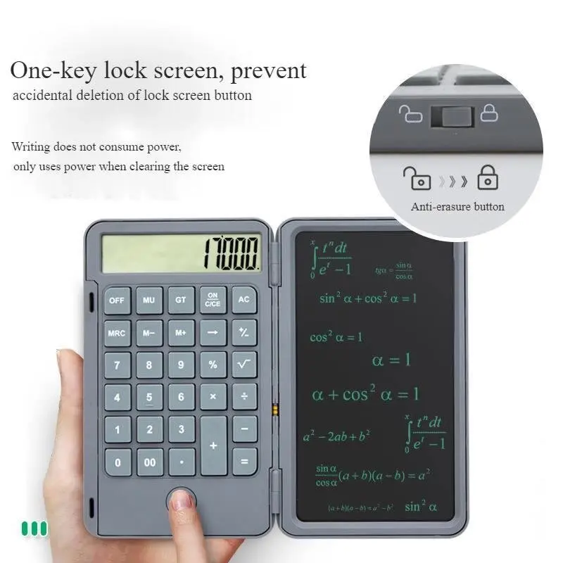 TTM Foldable Calculator 5 & 6 Inch Black & White LCD Writing Tablet Digital Drawing Pad Function for Children Adults Home School Stationery Office calculator cashier Blue