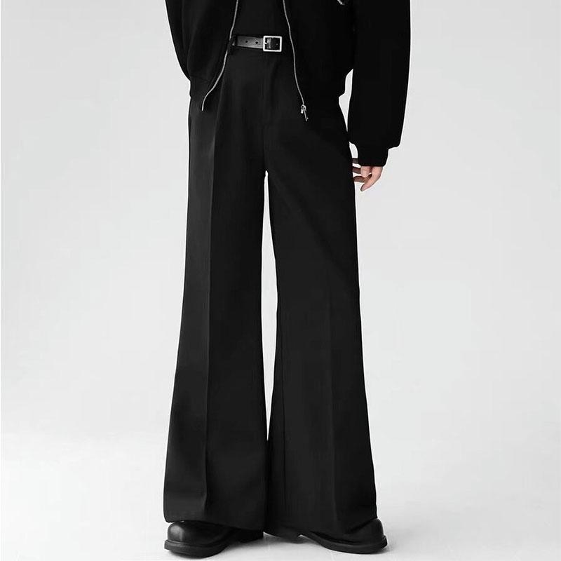  Quần Âu Phong Cách Đường Phố Cao Cấp Thiết Kế Độc Đáo Của ARIAPION Xẻ Tà Ống Loe Nhẹ Hiệu Ứng Xếp Nếp Dành Cho Nam Giới Giày Lau Tích Lũy Cao Cấp 