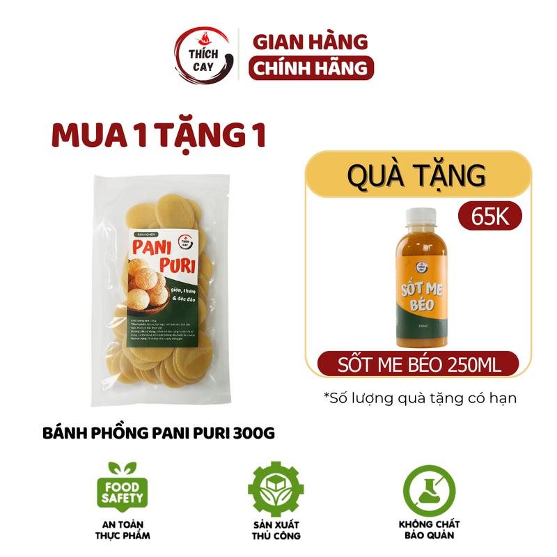   Tặng 02 Sốt me béo 120ml   Bánh Pani Puri Tết 300g chiên giòn phồng tròn to thơm lạ miệng Snack Food 