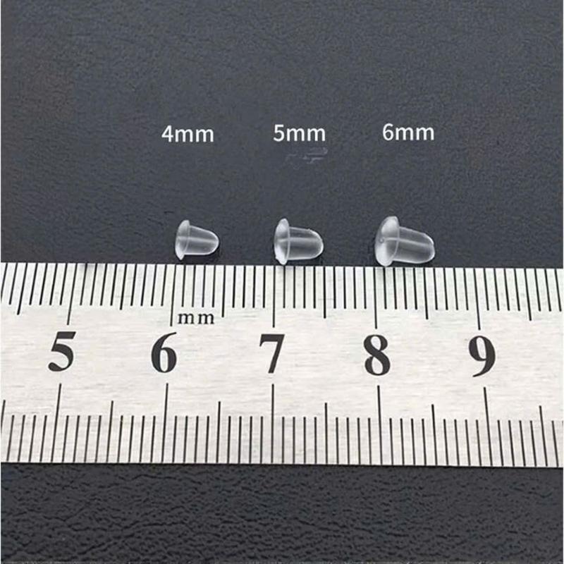 Chốt nhựa bông tai đính nút cao su silicon 4mm nút bịt khuyên tai 6