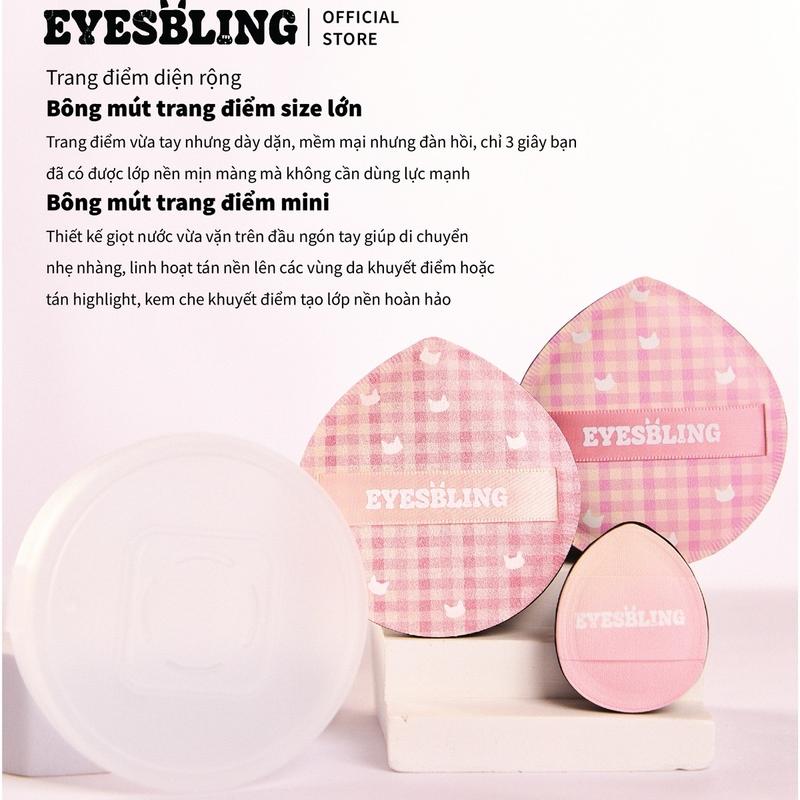  EYESBLING Bộ Mút Phấn Size XL Siêu Mềm Dễ Tán Kem Nền Kèm Hộp Đựng Mút Phấn Cao Cấp Dành Cho Nữ Mỹ Phẩm Cosmetic 