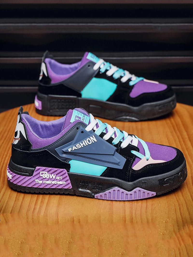 Product Introduction of Men's Fashion Colorblock Lace Up Platform Sneakers, Lightweight Breathable Comfortable Sports Running Shoes, Perfect for Students and Outdoor Sports 11