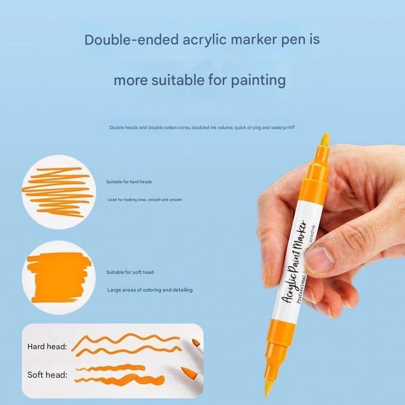 Product Introduction of Double-ended Acrylic Marker Pen Set, 60pcs/set Watercolor Marker Pen, Art Marker Pen for Students, Office, Dormitory, School 5