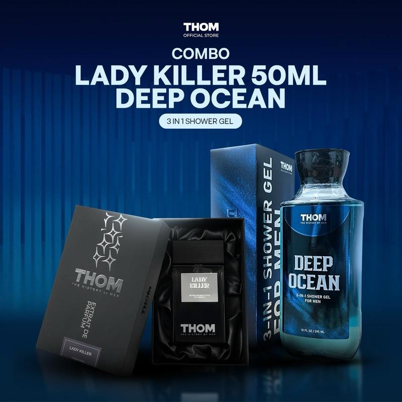 Combo Tinh Tế nước hoa LADY KILLER - 50ml & Sữa tắm 3in1 DEEP-OCEAN - 295ml - THOM VN