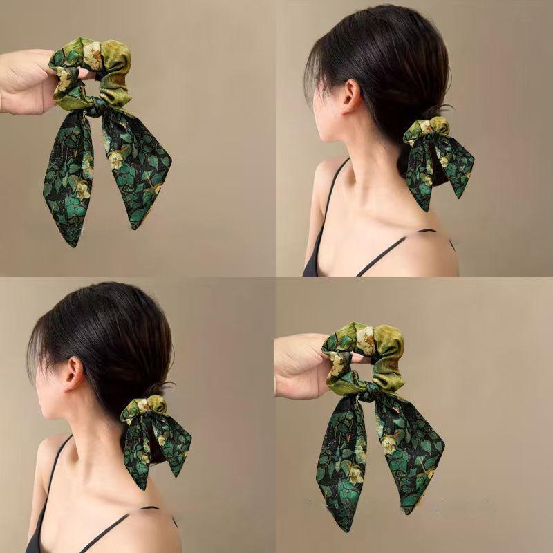Scrunchie Dây buộc tóc Streamer Van Gogh, Hoa hồng hoang dã mới, Băng đô sơn dầu Sa tanh bầu trời đầy sao, Dây buộc tóc, Dây cao su, Dây Buộc Tóc, Phụ kiện tóc 0