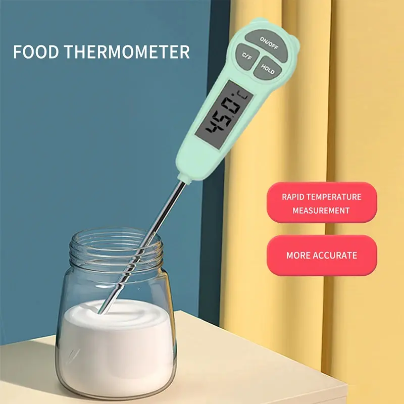 Baby Food Thermometer Baby Feeding Bottle Thermometer Bath Water Thermometer 304 Stainless Steel with LCD Display Digital Thermometer