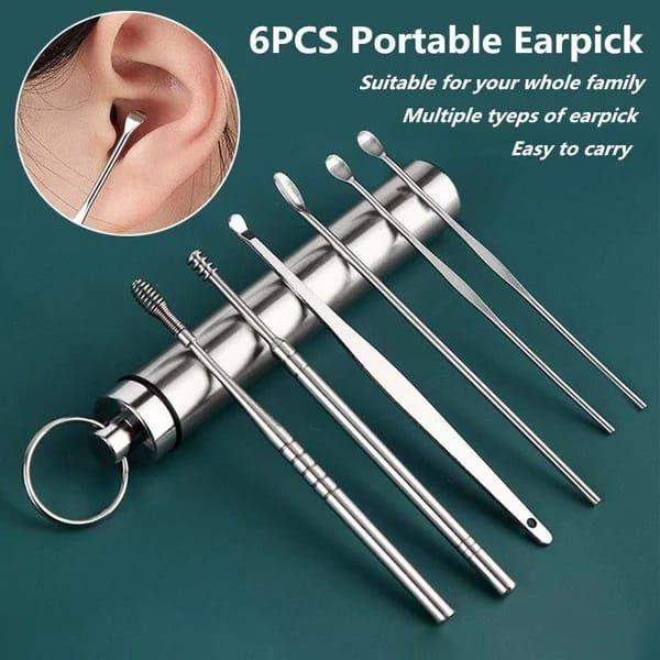 Product Introduction of AZAHRA KOREK KUPING STAINLESS 6in1 PLUS WADAH TABUNG ALAT PEMBERSIH TELINGA EAR CLEANER KOTORAN SET 5
