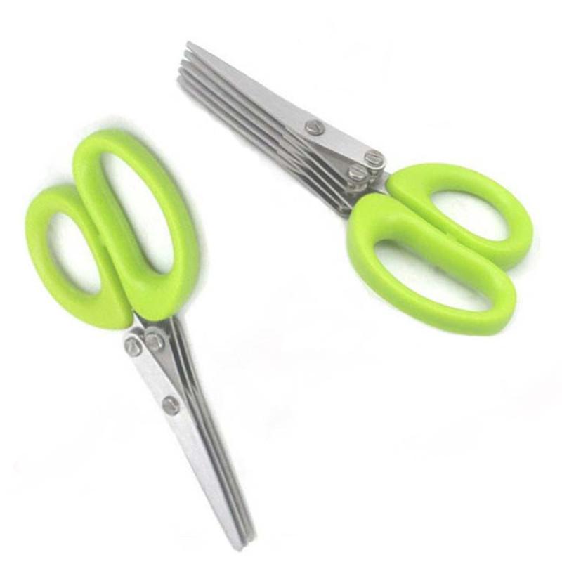 Product Introduction of Creative Stainless Steel Kitchen Scissors Five-Layer Green Onion Cutter Spice Laver Crushing Scissors Office Shredding Scissors Knife 13