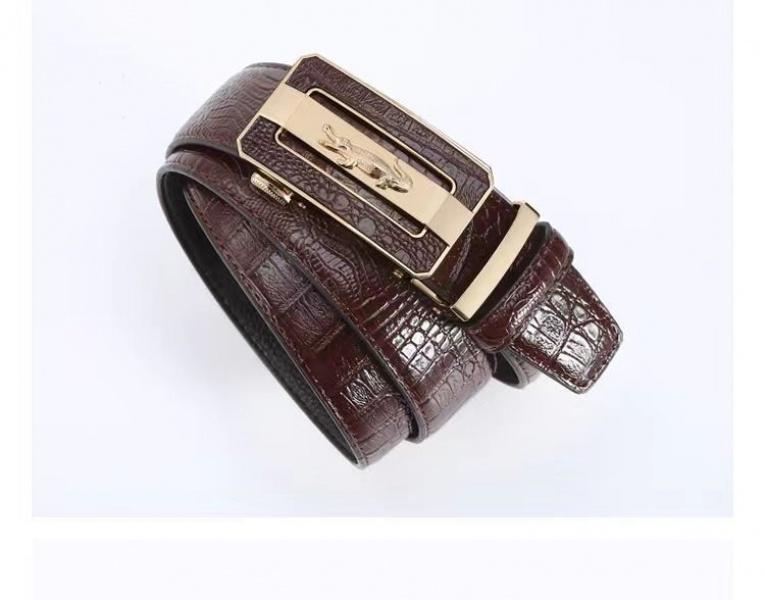 Product Introduction of Genuine Leather High-End Automatic New Men's Popular Leather Belt Authentic Cowhide Pant Belt Business Casual Fashion Belt Crocodile 15