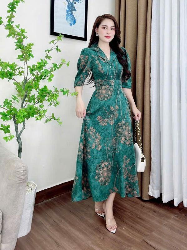 MÃ 883 : ĐẦM CỔ VEST DÁNG DÀI CC Nữ Women