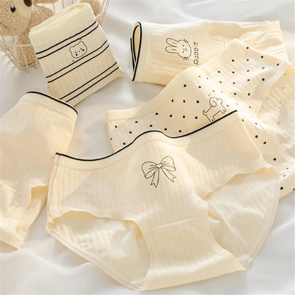 Quần Sịp Bé Gái, Chất Liệu Cotton, In Hình Gấu, Thỏ Và Chó Hoạt Hình, Đồ Lót Học Sinh, Thoải Mái Và Thoáng Khí, Quần Lót Dễ Thương, Thích Hợp Cho Phụ Nữ Mặc Hàng Ngày, Quần Lót Không Đường May