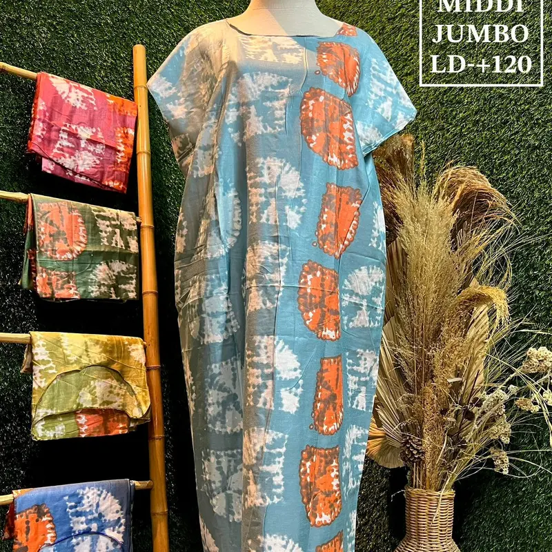 BUNDLING Daster MIDI Jumbo ld -+ 120 cm rayon ( isi 5 pcs ) Bunga daun motif 6